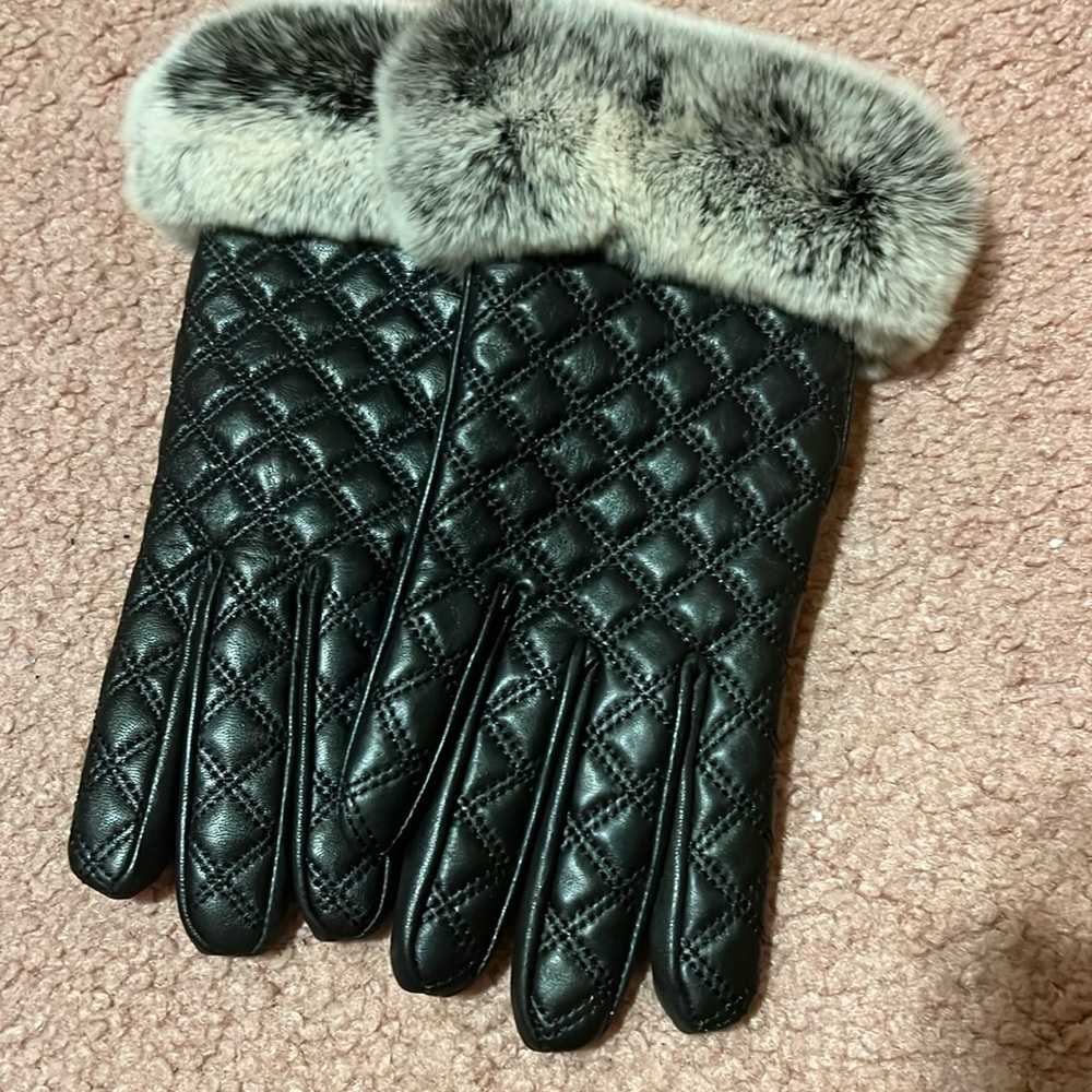 Ladies Lamb Keather Fur Gloves